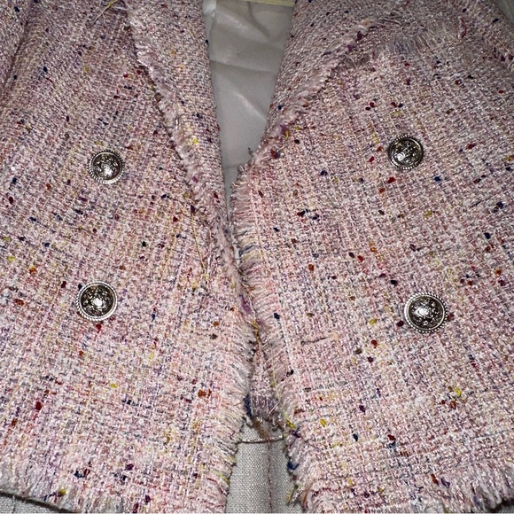 Aqua Tweed Double Breasted Cropped Blazer - Picture 6 of 10